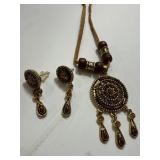 Gold-Tone Necklace and Earrings Set
