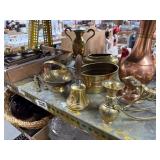 Shelf Lot of Brass Home Decor Items