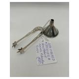Sterling Miniature Funnel and Tongs