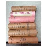 Six Rolls of Wheat Pennies