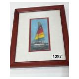 Framed Drawing of Sailing Boat, Signed
