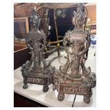 Ornate Cast Iron Andirons