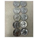 10 1964 U.S. Silver Quarters