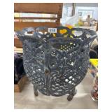 Heavy Ornate Cast Iron Basket-Style Planter
