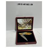 Elk-Themed Folding Knife in Display Box