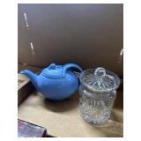 Hall Teapot and Crystal Covered Jar