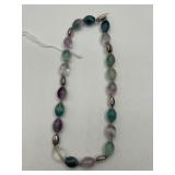 Signed Rage Fluorite and Sterling Necklace