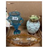 3 Piece Art Glass and Porcelain Set