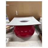 Red Glass Vase With Square Opening