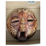 Hand-Carved Wooden Mask with Etched Designs