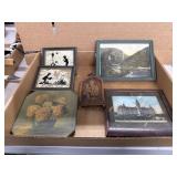 Boxed Lot of Framed Art and Decor