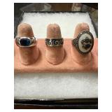 Three 925 Sterling Silver Rings