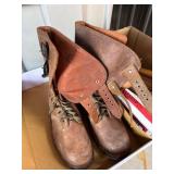 Brown Leather Military-Style Boots Size 42