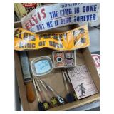 Elvis Bumper Stickers, Darts, and Ashtray Lot