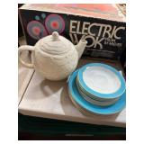 Pyrex Plates and Ceramic Teapot Lot