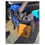 Backpacks and Wooden Artwork