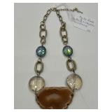 Agate Geode and Crystal Necklace