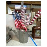 Galvanized Watering Can With Flags
