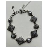Sterling Silver Bracelet With Agate And Pearls