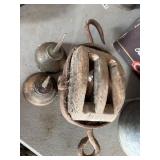Vintage Pulley and Oil Cans