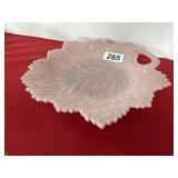 Pink 11-Inch Leaf Dish With Handle
