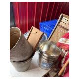 Metal Buckets, Washboard, and More