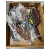 15 Knives With Leather Sheaths