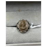 Silver Ring With Hand-Carved Lava Cameo