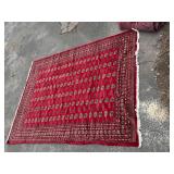 Red Patterned Area Rug with Fringe