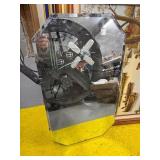 Beveled Mirror With Etched Windmill Design