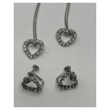 Krementz Heart Pendant and Earrings Set