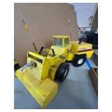 Yellow Vintage Metal Toy Bulldozer