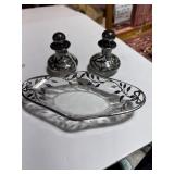 Sterling Silver Overlay Perfumes & Tray