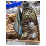 Silverplate Tea Set, Lantern, and Art Lot