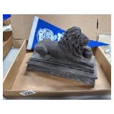 Lion Statue on Resin Base With Banner