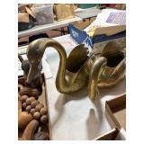Brass Swan Planters or Vases