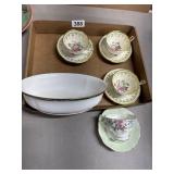Vintage Porcelain Tea Set and Serving Dish