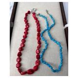 Red And Blue Beaded Necklaces