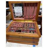 Oak Jewelry Box with 80+ Pieces of Jewelry