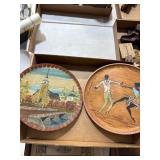 Hand-Painted Wooden Plates With Scenic Designs
