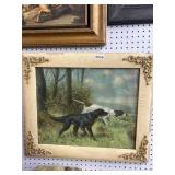 Framed Hunting Dogs Artwork, 25x22"