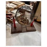 Metal and Wood Bingo Cage with Balls