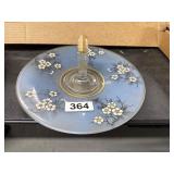 14" Glass Serving Dish with Floral Design