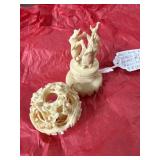 Carved Bone 2-Piece Puzzle Sphere