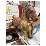 Painted Metal Ride-On Horse Figurine