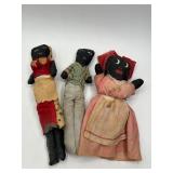 Three Handmade Cloth Dolls