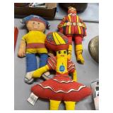 Three Vintage Character Plush Toys