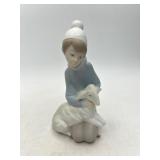 Lladro Girl with Lamb Figurine, 6"