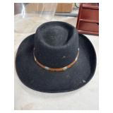 Black Wool Hat with Leather Band