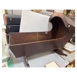 Vintage Wooden Cradle with Rocking Base